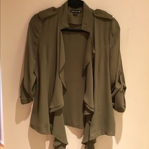 Military gray/green jacket with front ruffle